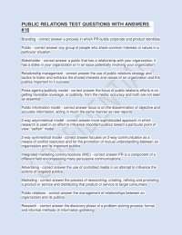Public Relations Key Concepts: Test Questions and Answers - Prof. Shawn