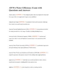 AWWA Water Efficiency Exam with Questions and Answers