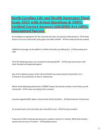 North Carolina Life and Health Insurance Final Exam 2025: Questions and Answers