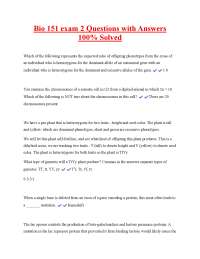 Bio 151 Exam 2: Questions and Answers