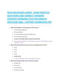 Ohio Insurance Agent Exam Practice Questions and Answers 2025-2026