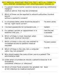 NCCT Medical Assistant Practice Test 1: Questions and Answers