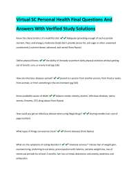 Virtual SC Personal Health Final Questions And Answers With Verified Study Solutions