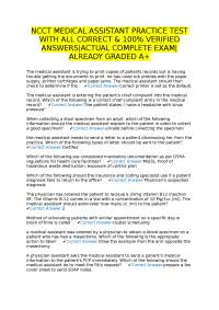 NCCT Medical Assistant Practice Test with Verified Answers