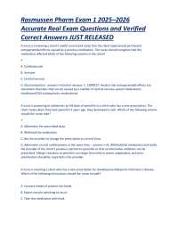 Rasmussen Pharm Exam 1 2025–2026 Accurate Real Exam Questions and Verified Correct Answers