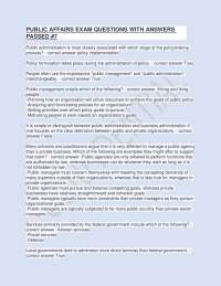 Public Affairs Exam Questions and Answers - Prof. Shawn