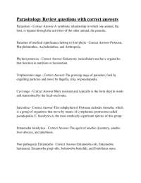 Parasitology Review Questions with correct answers