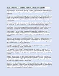 Public Policy Exam Questions and Answers - Prof. Shawn