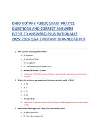 Ohio Notary Public Exam Practice Questions and Answers 2025-2026