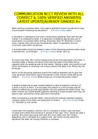 NCCT Medical Assistant Certification Exam Review with Verified Answers
