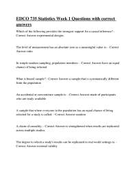 Statistics Questions and Answers: EDCO 735 Week 1