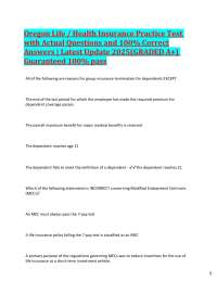 Oregon Life & Health Insurance Practice Test with Correct Answers (2025)