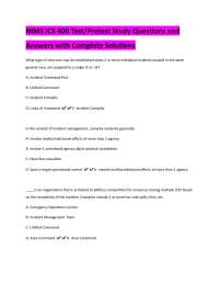 NIMS ICS 400 Test/Pretest Study Questions and Answers