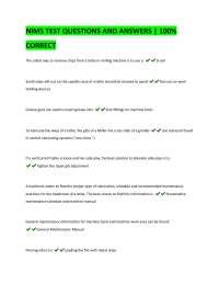 NIMS Machining Test Questions and Answers