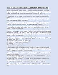 Public Policy Midterm Exam Review: Key Concepts and Questions - Prof. Shawn