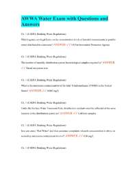 AWWA Water Exam with Questions and Answers