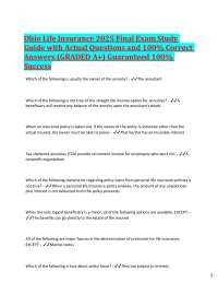 Ohio Life Insurance 2025 Final Exam Study Guide
