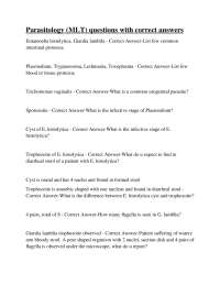 Parasitology MLT Exam Questions and Answers