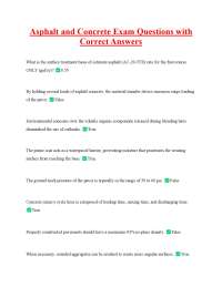 Asphalt and Concrete Exam Questions with Correct Answers