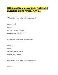ENGR 102 EXAM 1 2026 QUESTIONS AND ANSWERS ALREADY GRADED A+