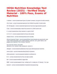 HOSA Nutrition Knowledge Test Review (2025) – Verified Study Material – 100% Pass, Exams o