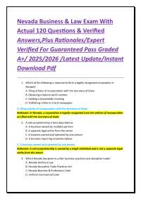 Nevada Business & Law Exam Questions with Verified Answers 2025-2026