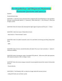 Psychopathology and Diagnostic Reasoning: Practicum Questions and Answers