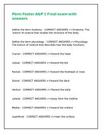 Anatomy and Physiology Final Exam with Answers