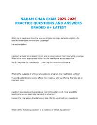 NAHAM CHAA Exam Practice Questions and Answers 2025-2026