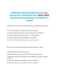 CHAA Exam Questions and Answers 2025-2026