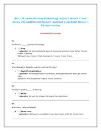 BIOL 251 Human Anatomy & Physiology I w/Lab | Module 1 Exam Review 70+ Questions and Answ