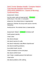 Doris Turner Shadow Health - Complex Patient Case Results: Q&A for Nursing Exams