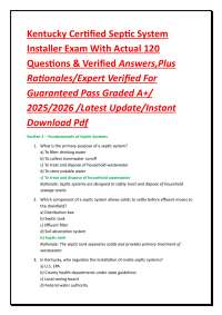Kentucky Septic System Installer Exam Questions and Answers 2025-2026