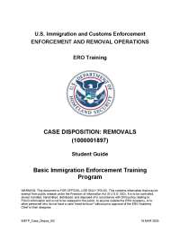 ERO Training: Case Disposition and Removal Procedures