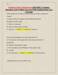 Montana Notary Public Exam Questions and Answers 2025/2026