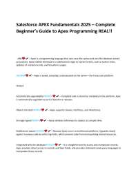 Salesforce APEX Fundamentals: A Beginner's Guide to Apex Programming