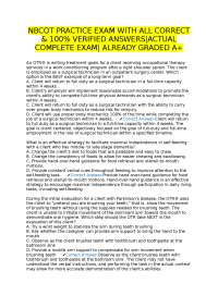 NBCOT Practice Exam Questions with Verified Answers