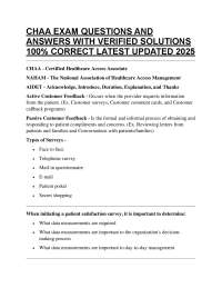 CHAA EXAM QUESTIONS AND ANSWERS WITH VERIFIED SOLUTIONS 100% CORRECT LATEST UPDATED 2025