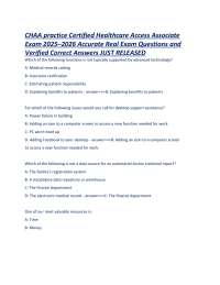 CHAA Exam Practice Questions 2025-2026