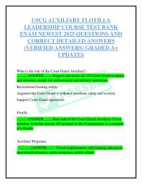 USCG Auxiliary Flotilla Leadership Course Exam: 2025 Questions and Answers