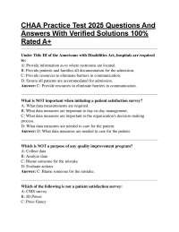 CHAA Practice Test 2025 Questions And Answers With Verified Solutions 100% Rated A+