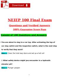 NEIEP 100 Final Exam: Questions and Answers for Elevator Mechanics