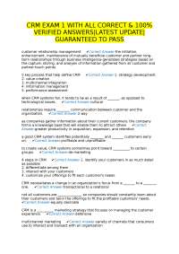 CRM Exam 1: Questions and Verified Answers