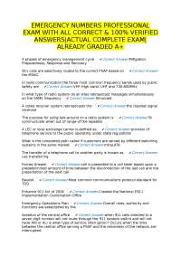 Emergency Numbers Professional Exam Questions and Answers