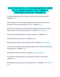 TCIC/TLETS Full Access Recertification Exam: 130 Questions and Answers