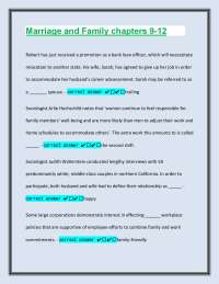 Marriage and Family Exam Questions and Answers