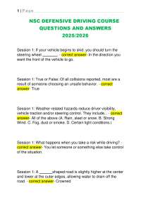 NSC DEFENSIVE DRIVING COURSE QUESTIONS AND ANSWERS 2025/2026