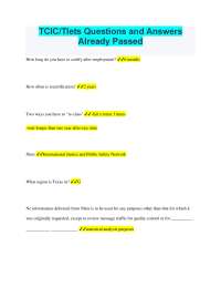 TCIC/TLETS Exam Questions and Answers