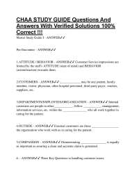 CHAA Study Guide: Customer Service Questions and Answers