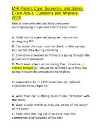 MRI Patient Care: Screening and Safety Exam Questions